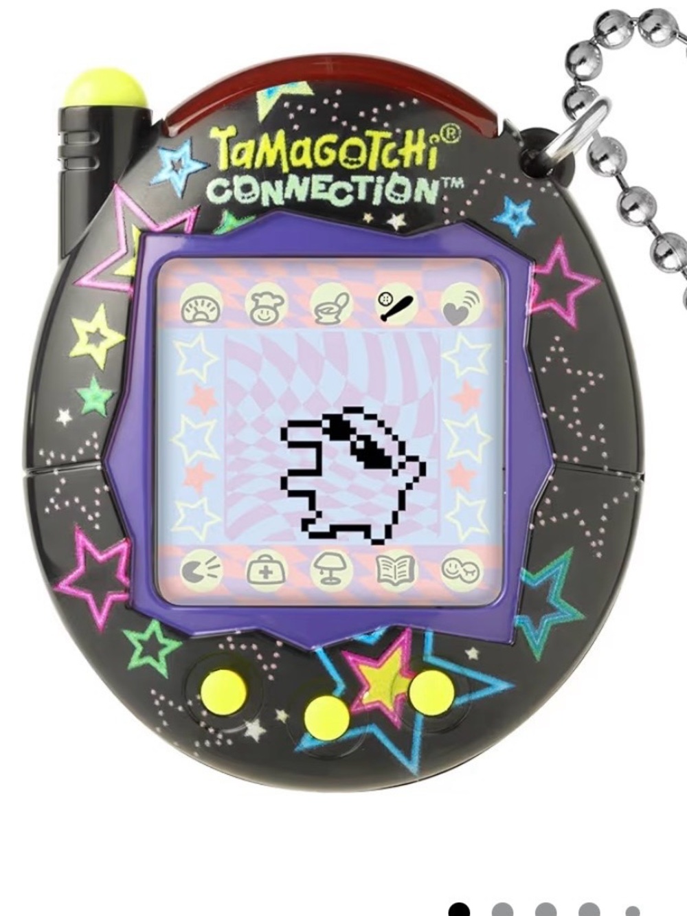 Tamagotchi Connection Black Star Keychain Virtual Pet